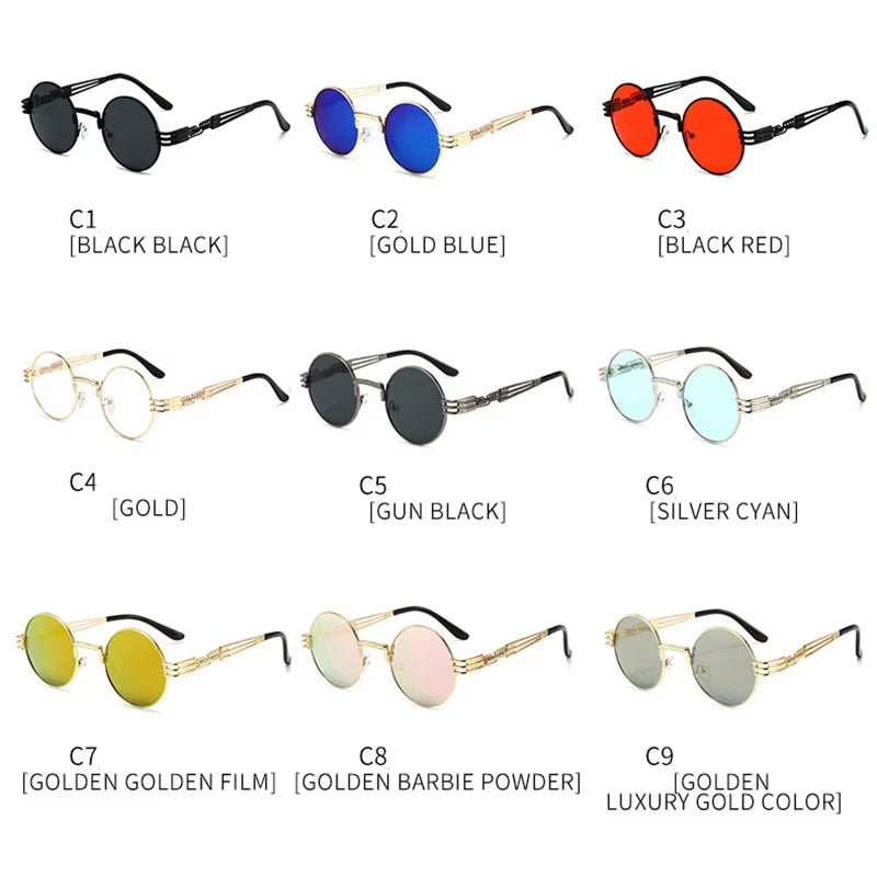 Comfortable UV400 Protection Travel & Photography Eyewear for Men Women New Steampunk Round-Framed S...