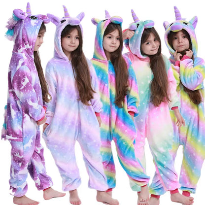Cozy Unicorn Kigurumi Onesie - Hooded Pajamas for Kids and Adults - Perfect Winter Sleepwear!