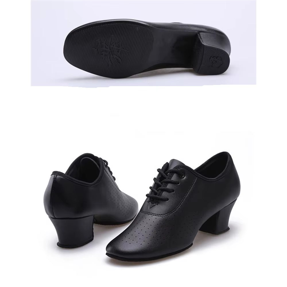 Women'S Cowhide Latin Dance Shoes Soft-Soled Ballroom Dancing Training Shoes Adult Square Ballroom D...