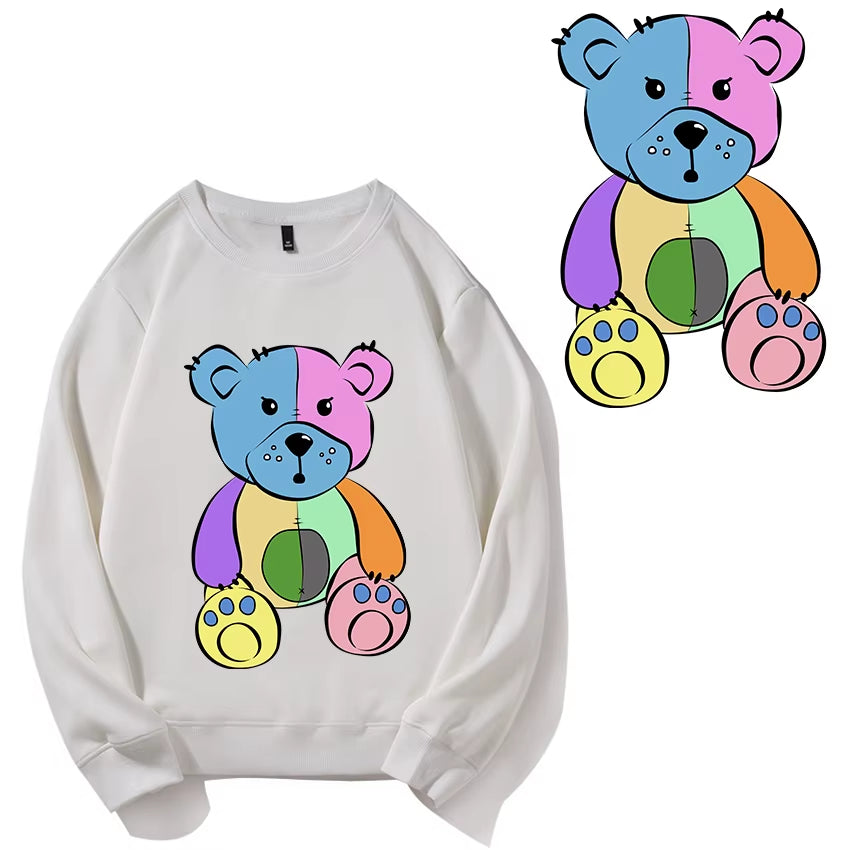 Adorable Cartoon Bears Iron-On Transfers for Stylish Clothing - Customizable, Washable, and Eco-Friendly!