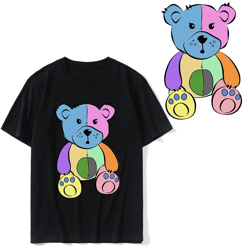 Adorable Cartoon Bears Iron-On Transfers for Stylish Clothing - Customizable, Washable, and Eco-Friendly!