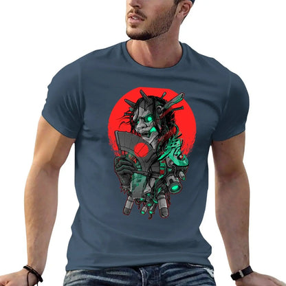 Hannya Mecha Dark Edition T-Shirt - Embrace the Cyberpunk Horror Style for Everyday Comfort