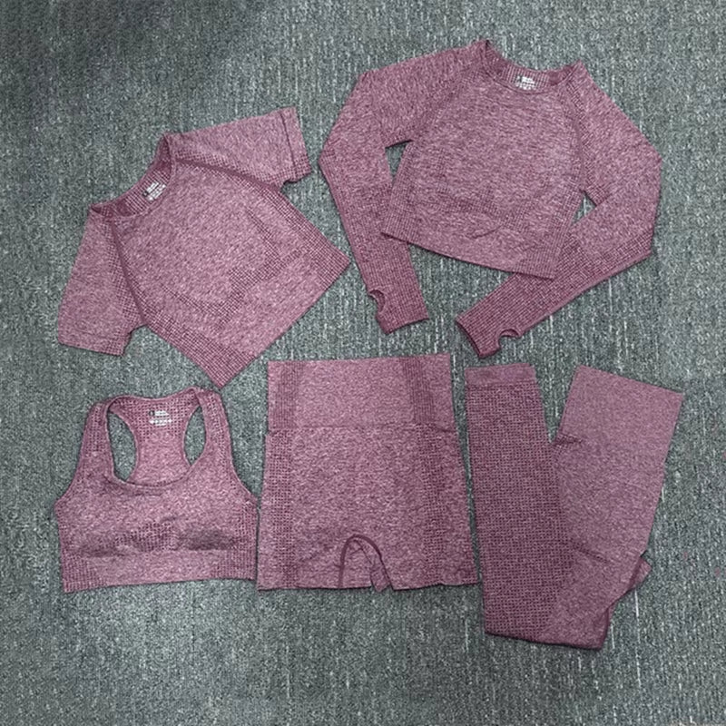 Elevate Your Workout with Our 5-Piece Seamless Yoga Set for Women – Ultimate Comfort and Style