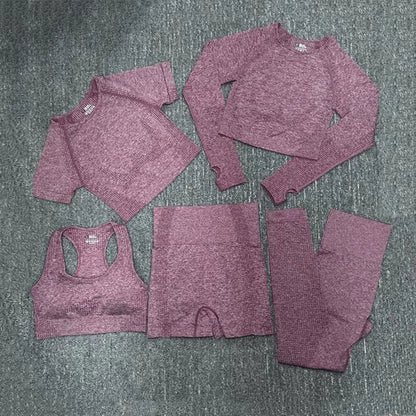 Elevate Your Workout with Our 5-Piece Seamless Yoga Set for Women – Ultimate Comfort and Style