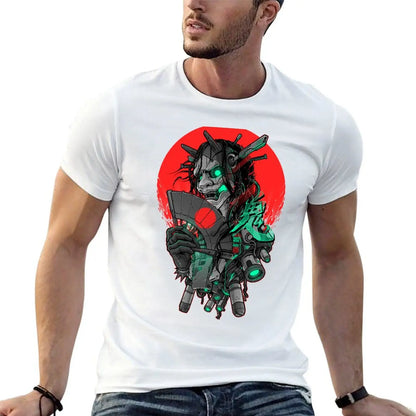Hannya Mecha Dark Edition T-Shirt - Embrace the Cyberpunk Horror Style for Everyday Comfort