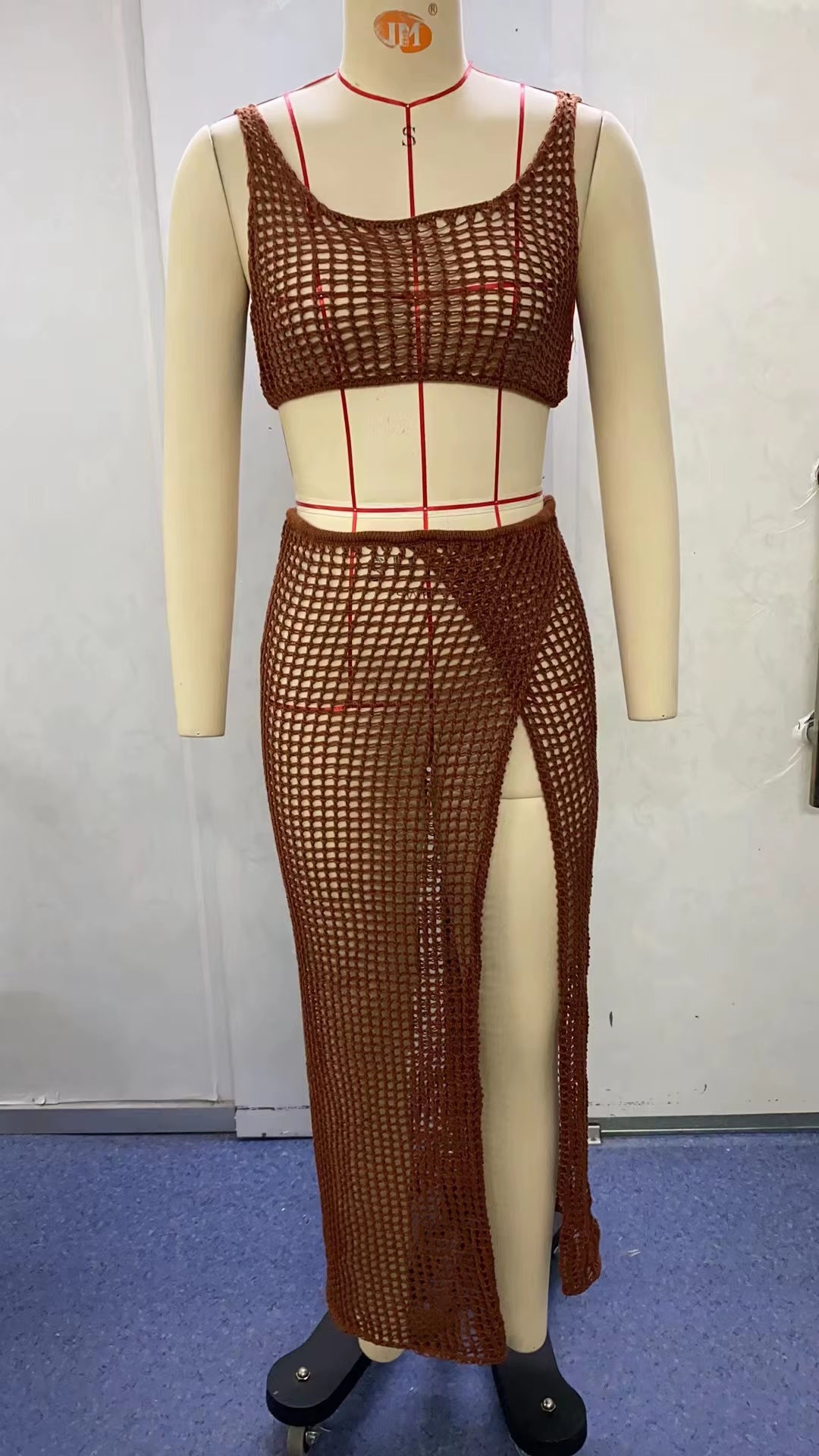 Elevate Your Summer Style with Our Chic Crochet Beachwear Set: Stunning Hollow Out Bikini Top & Flirty Knit Skirt with Split Sides