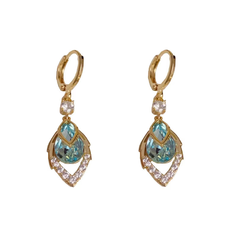 Elevate Your Style with 2026 Blue Zircon Leaf Dangle Earrings - A Touch of Luxury for Every Occasion