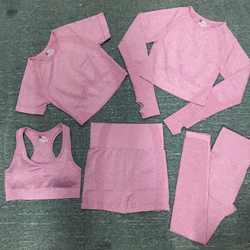 Elevate Your Workout with Our 5-Piece Seamless Yoga Set for Women – Ultimate Comfort and Style