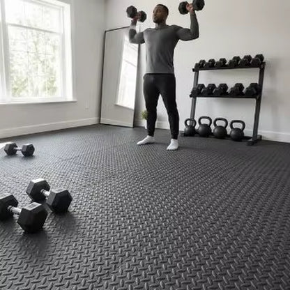 Transform Your Workout Space with Leaf Embossed Interlocking Foam Tiles - 60cm x 30cm EVA Exercise Mats for Judo, Wrestling, and Taekwondo Training!