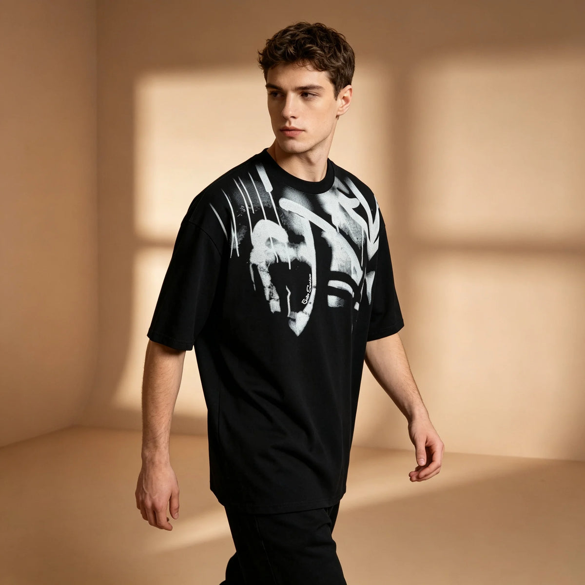 Elevate Your Street Style with Our Trendy Oversized Graphic T-Shirt for Men - Bold Graffiti Print for the Ultimate Hip Hop Look