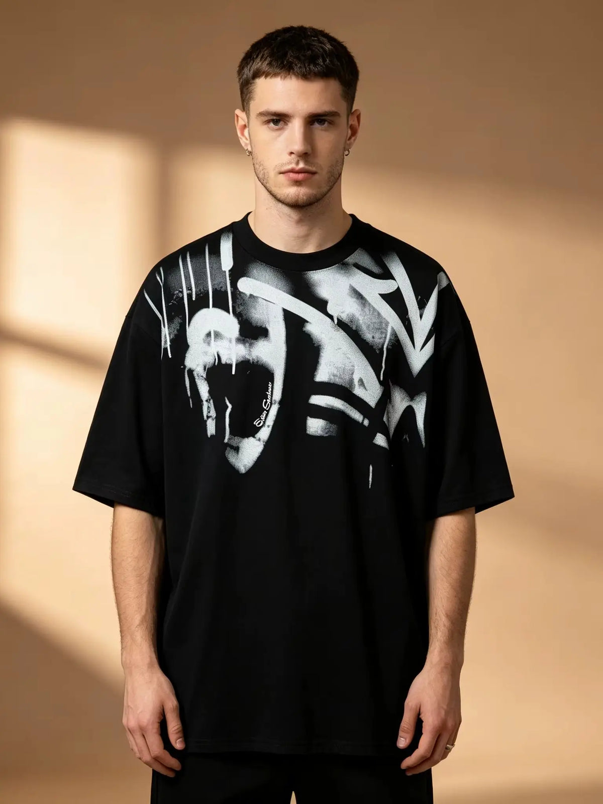 Elevate Your Street Style with Our Trendy Oversized Graphic T-Shirt for Men - Bold Graffiti Print for the Ultimate Hip Hop Look