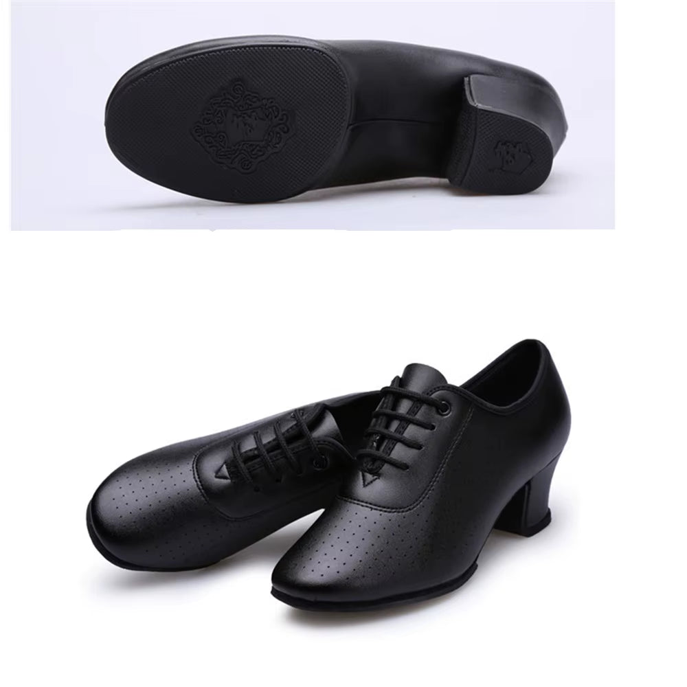Women'S Cowhide Latin Dance Shoes Soft-Soled Ballroom Dancing Training Shoes Adult Square Ballroom D...