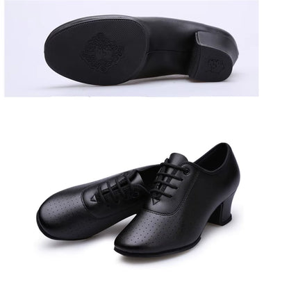 Women'S Cowhide Latin Dance Shoes Soft-Soled Ballroom Dancing Training Shoes Adult Square Ballroom D...