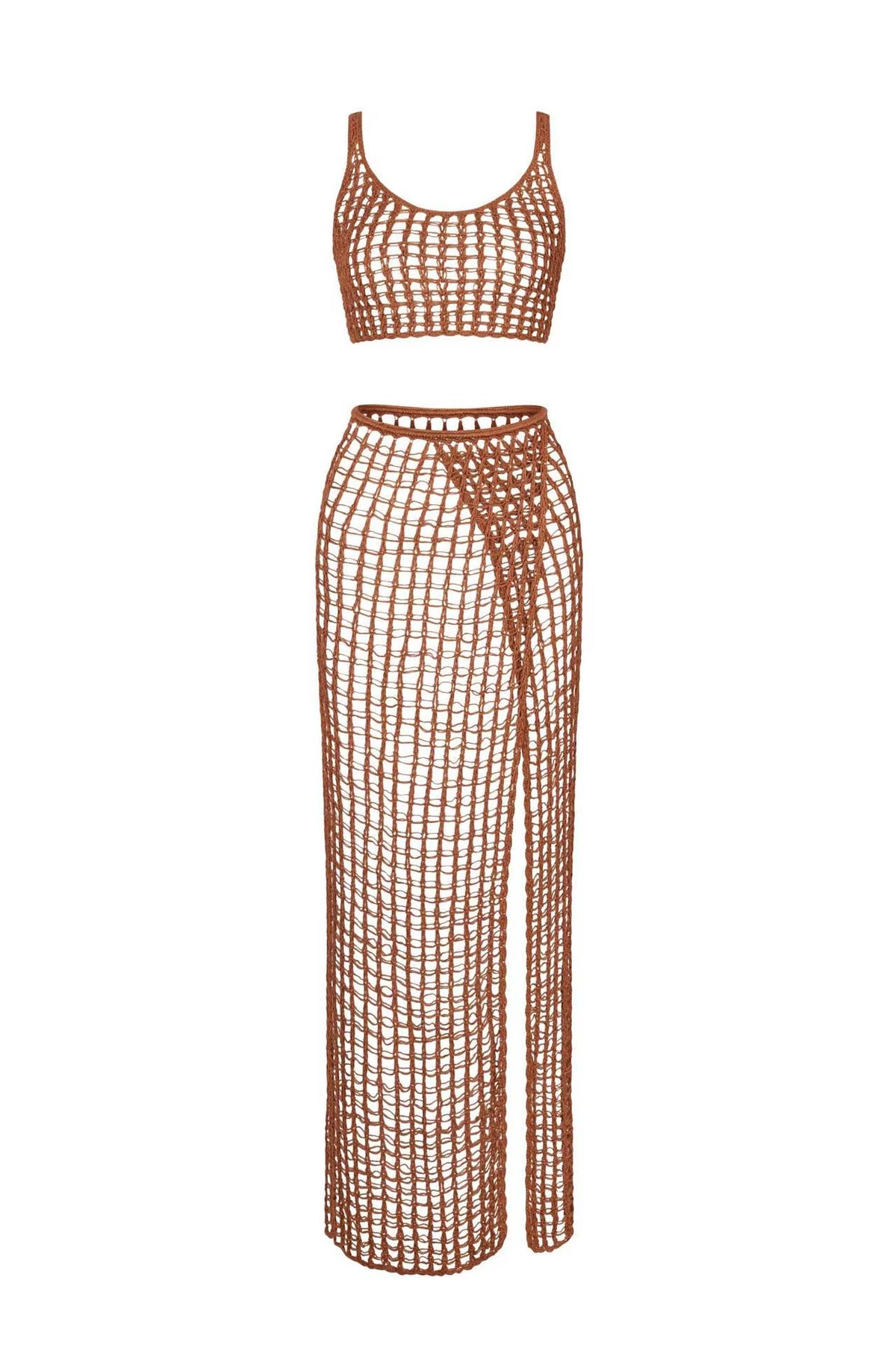 Elevate Your Summer Style with Our Chic Crochet Beachwear Set: Stunning Hollow Out Bikini Top & Flirty Knit Skirt with Split Sides