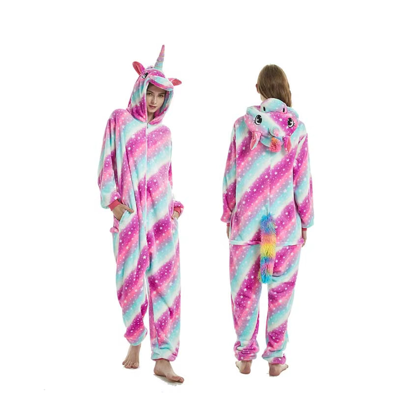 Cozy Unicorn Kigurumi Onesie - Hooded Pajamas for Kids and Adults - Perfect Winter Sleepwear!