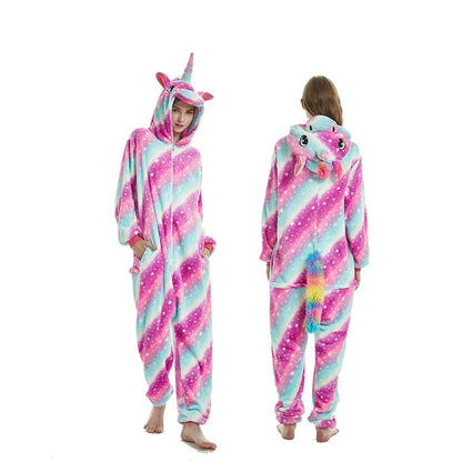 Cozy Unicorn Kigurumi Onesie - Hooded Pajamas for Kids and Adults - Perfect Winter Sleepwear!