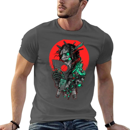 Hannya Mecha Dark Edition T-Shirt - Embrace the Cyberpunk Horror Style for Everyday Comfort