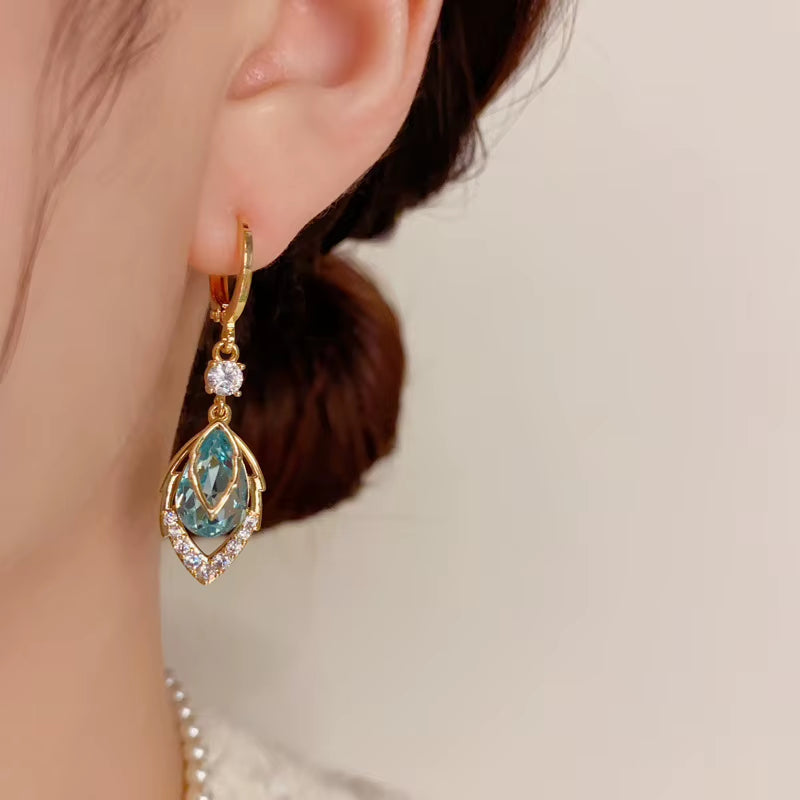 Elevate Your Style with 2026 Blue Zircon Leaf Dangle Earrings - A Touch of Luxury for Every Occasion