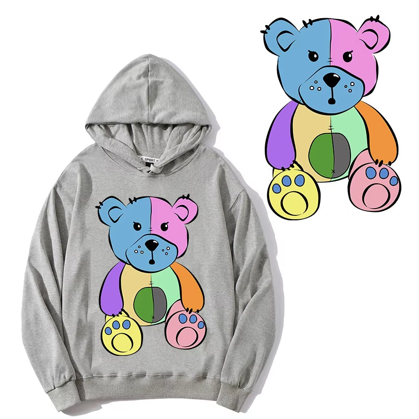 Adorable Cartoon Bears Iron-On Transfers for Stylish Clothing - Customizable, Washable, and Eco-Friendly!