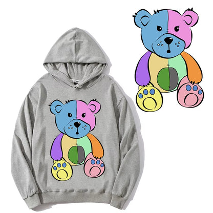 Adorable Cartoon Bears Iron-On Transfers for Stylish Clothing - Customizable, Washable, and Eco-Friendly!