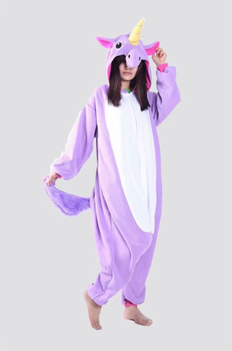 Cozy Unicorn Kigurumi Onesie - Hooded Pajamas for Kids and Adults - Perfect Winter Sleepwear!