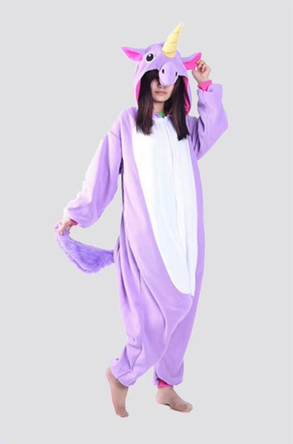 Cozy Unicorn Kigurumi Onesie - Hooded Pajamas for Kids and Adults - Perfect Winter Sleepwear!