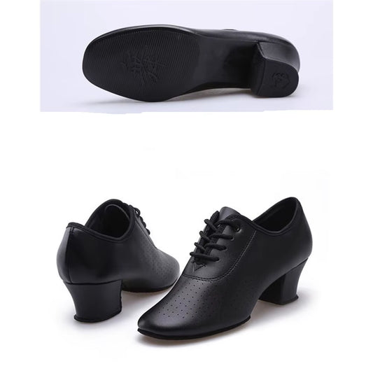 Women'S Cowhide Latin Dance Shoes Soft-Soled Ballroom Dancing Training Shoes Adult Square Ballroom D...