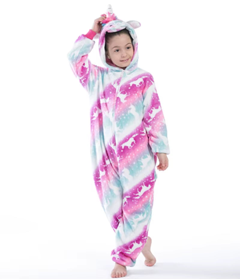 Cozy Unicorn Kigurumi Onesie - Hooded Pajamas for Kids and Adults - Perfect Winter Sleepwear!