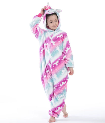 Cozy Unicorn Kigurumi Onesie - Hooded Pajamas for Kids and Adults - Perfect Winter Sleepwear!