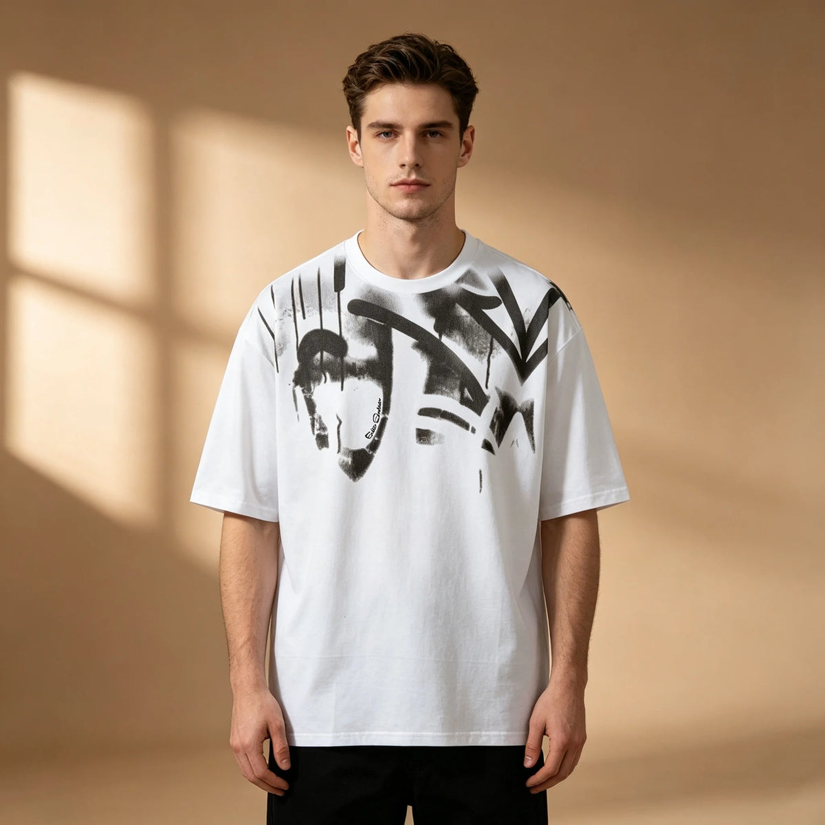 Elevate Your Street Style with Our Trendy Oversized Graphic T-Shirt for Men - Bold Graffiti Print for the Ultimate Hip Hop Look
