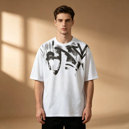 Elevate Your Street Style with Our Trendy Oversized Graphic T-Shirt for Men - Bold Graffiti Print for the Ultimate Hip Hop Look