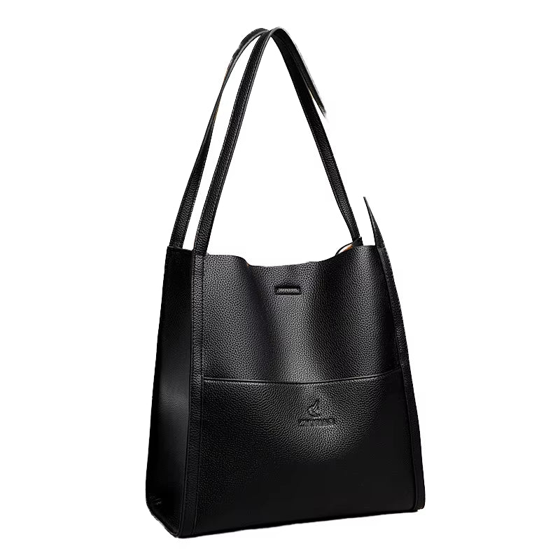 2025 New Brand Women'S Retro Bucket Bag High Quality Soft Leather Handbag Large Capacity Durability ...