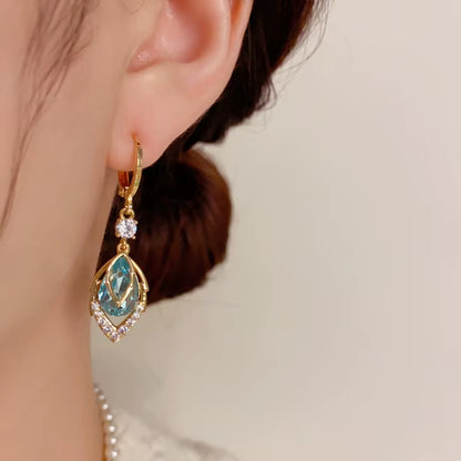 Elevate Your Style with 2026 Blue Zircon Leaf Dangle Earrings - A Touch of Luxury for Every Occasion