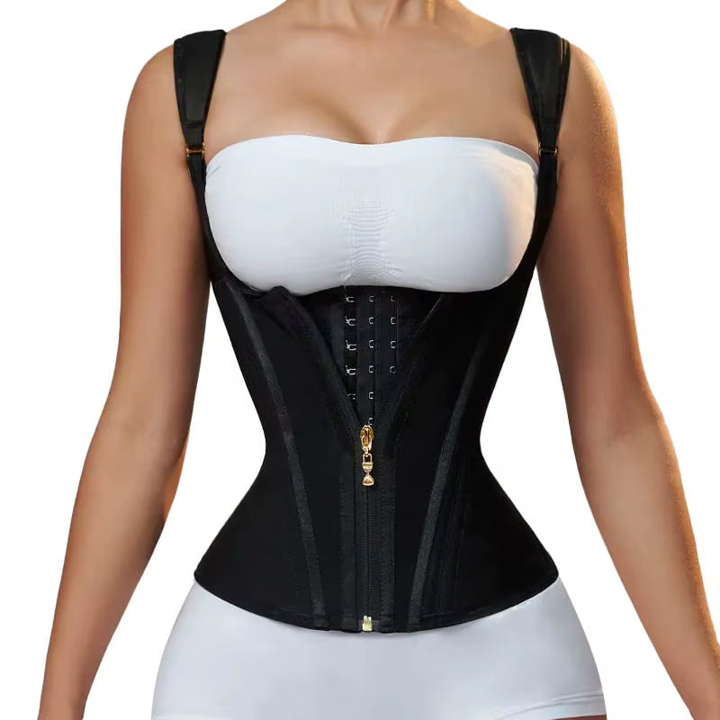 Transform Your Figure with the Adjustable Shoulder Strap Body Shaper - Extreme Compression Pink Waist Trainer