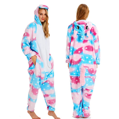 Cozy Unicorn Kigurumi Onesie - Hooded Pajamas for Kids and Adults - Perfect Winter Sleepwear!