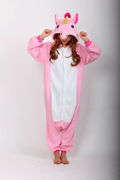 Cozy Unicorn Kigurumi Onesie - Hooded Pajamas for Kids and Adults - Perfect Winter Sleepwear!