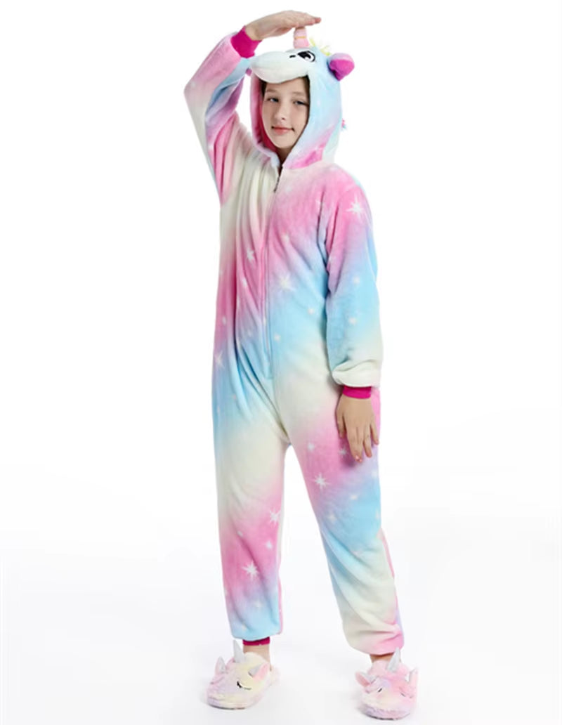 Cozy Unicorn Kigurumi Onesie - Hooded Pajamas for Kids and Adults - Perfect Winter Sleepwear!