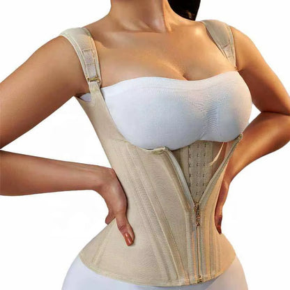 Transform Your Figure with the Adjustable Shoulder Strap Body Shaper - Extreme Compression Pink Waist Trainer
