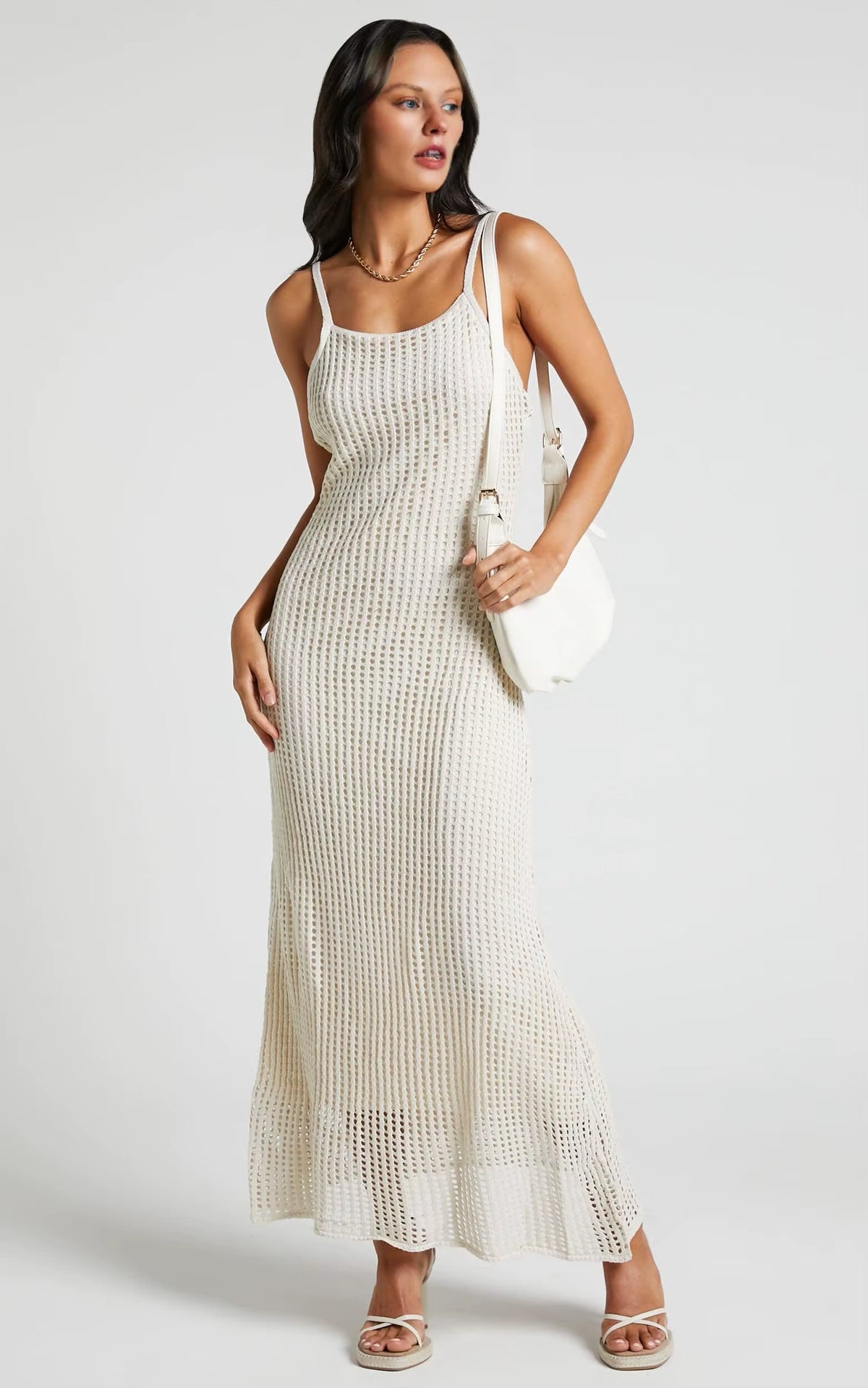 Elevate Your Summer Wardrobe with Our Custom Strapless Crochet Knit Maxi Dress - Breathable Chiffon for Effortless Style
