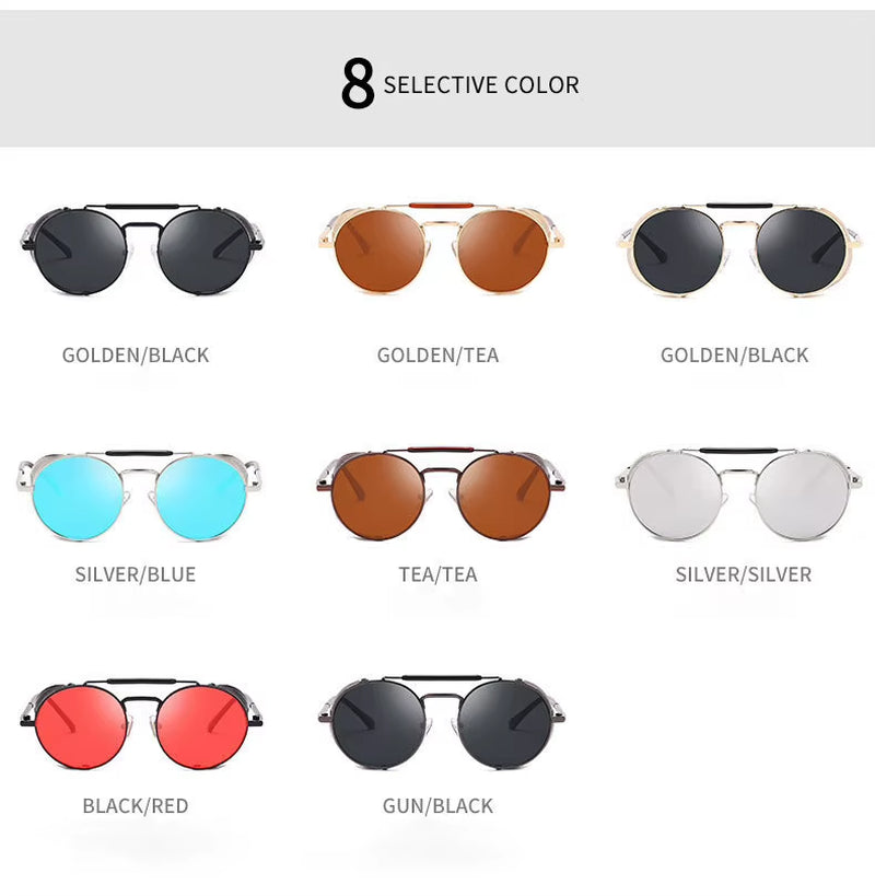 Trendy Round Steampunk Sunglasses for Men and Women - Lightweight Metal Frame with UV400 Protection in Stylish Gold Finish