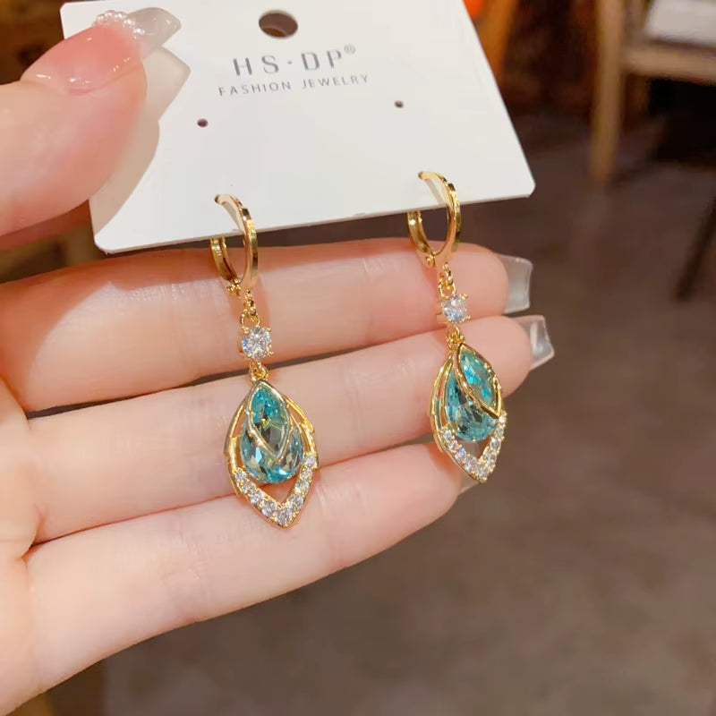 Elevate Your Style with 2026 Blue Zircon Leaf Dangle Earrings - A Touch of Luxury for Every Occasion