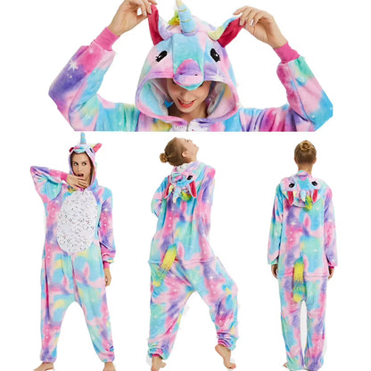 Cozy Unicorn Kigurumi Onesie - Hooded Pajamas for Kids and Adults - Perfect Winter Sleepwear!