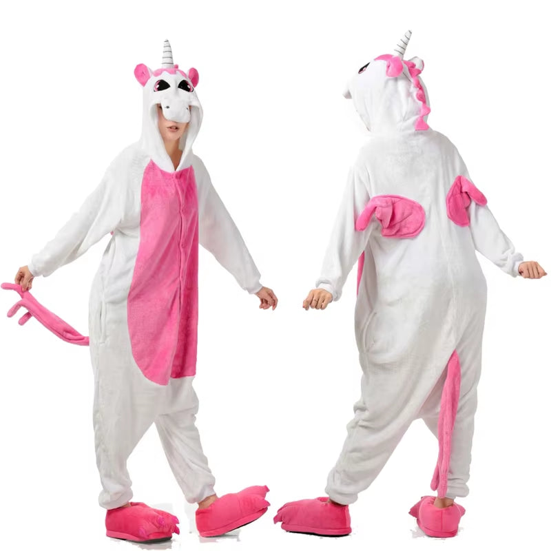 Cozy Unicorn Kigurumi Onesie - Hooded Pajamas for Kids and Adults - Perfect Winter Sleepwear!