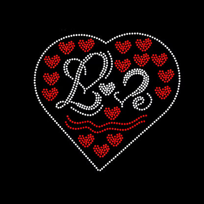 Sparkle with Love: Custom Heart Rhinestone Heat Transfer Design for T-Shirts