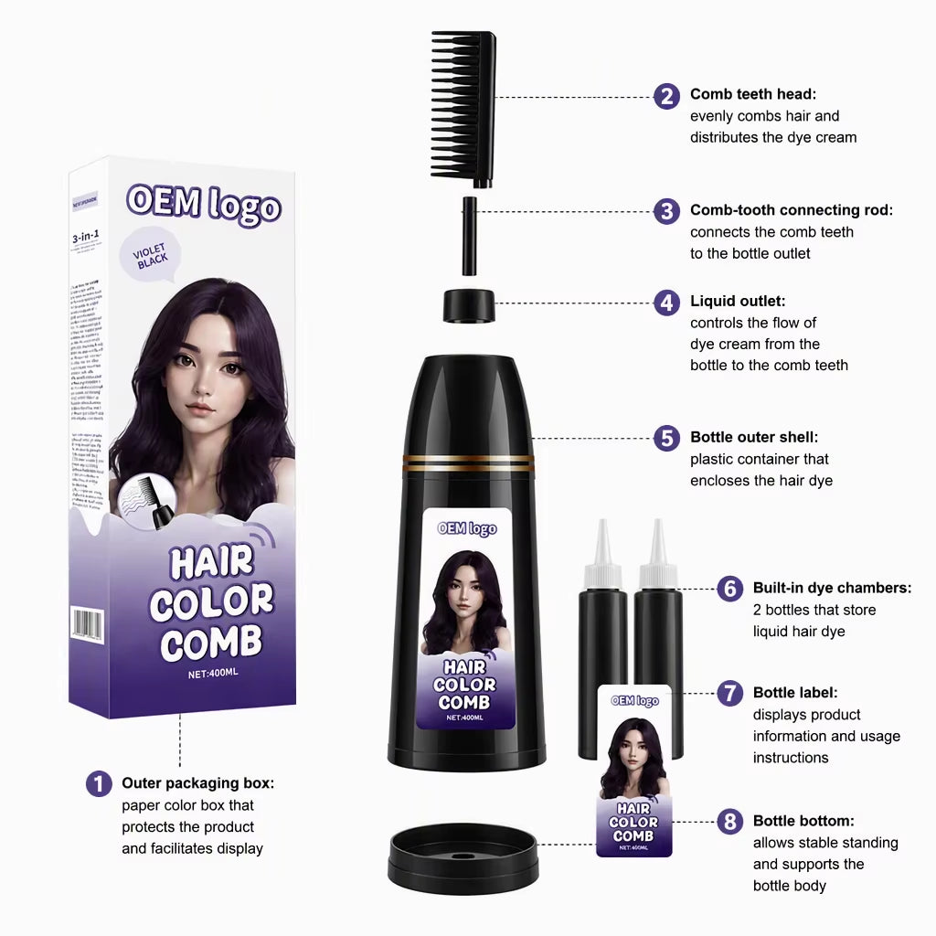 Semi-Permanent Hair Dye Box Chestnut for Hair and Beard Mustache Gray White Hair Cover OEM ODM Factory