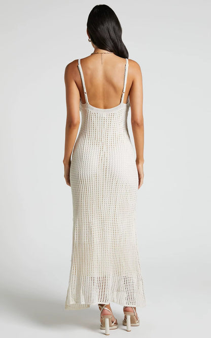 Elevate Your Summer Wardrobe with Our Custom Strapless Crochet Knit Maxi Dress - Breathable Chiffon for Effortless Style