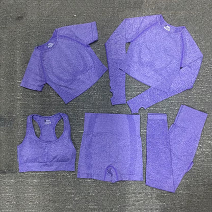 Elevate Your Workout with Our 5-Piece Seamless Yoga Set for Women – Ultimate Comfort and Style