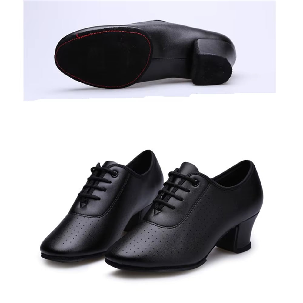 Women'S Cowhide Latin Dance Shoes Soft-Soled Ballroom Dancing Training Shoes Adult Square Ballroom D...