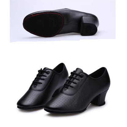Women'S Cowhide Latin Dance Shoes Soft-Soled Ballroom Dancing Training Shoes Adult Square Ballroom D...