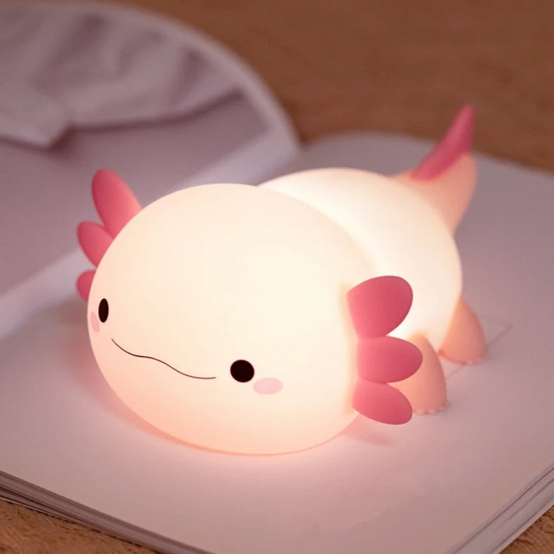Stock Available Novelty Cute Colorful Touch Control Soft Sili Cone Lamp Dimmable Axolotl Night Light...